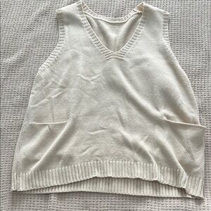 Cream Knit Sleeveless Sweater Vest